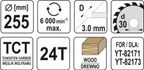 Tarcza TCT do Drewna 255x24TX30MM - YATO YATYT-60731 — zdjęcie 3