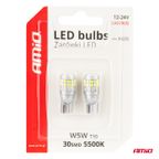 Żarówki LED CANBUS T10 W5W 30SMD 2016 White 12V 24V - AMIO AMI04233 — zdjęcie 5
