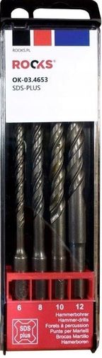 Wiertła do betonu sds-plus 160 mm, kpl 4 cz 6/8/10/12 mm - Rooks OK-03.4653 — zdjęcie 2