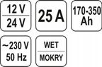 Prostownik 12/24V 25A Wsp. Ładowania 30A - YATO YATYT-8305 — zdjęcie 2