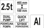 Aluminiowy Podnośnik Samochodowy 2,5T - YATO YATYT-17205 — zdjęcie 2