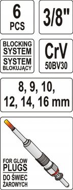 Zestaw Kluczy do Świec Żarowych - YATO YATYT-0534 — zdjęcie 3