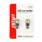 Żarówki LED CANBUS 12SMD 2835 T10e W5W White 12V 24V - AMIO AMI01636 — zdjęcie 5