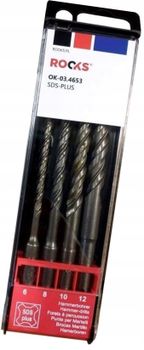 Wiertła do betonu sds-plus 160 mm, kpl 4 cz 6/8/10/12 mm - Rooks OK-03.4653