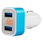 Ładowarka samochodowa 2x USB + woltomierz TEST-04 - AMIO AMI01028