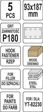 Papier scierny 90mm x 187mm p180 - YATO YT-83806 — zdjęcie 3