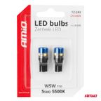 Żarówki LED CANBUS T10 W5W 5SMD 3030 White 12V 24V - AMIO AMI04240 — zdjęcie 4