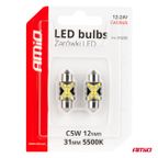 Żarówki LED CANBUS Festoon C5W 12SMD 2016 31mm White 12V 24V - AMIO 04235 — zdjęcie 5