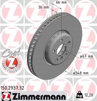 Tarcza hamulcowy prawa - ZIMMERMANN 150.2937.32 — zdjęcie 2