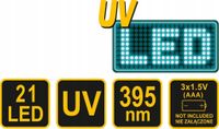 Zestaw latarka uv 21led i okulary - VOREL YAT82756 — zdjęcie 5