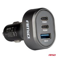 Szybka ładowarka samochodowa 85W QC3.0 PD65W PD20W 2x USB-C 1x USB-A - AMIO AMI04177 — zdjęcie 2