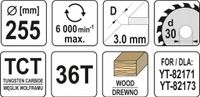 Tarcza TCT do Drewna 255x36TX30MM - YATO YATYT-60732 — zdjęcie 4