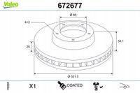 Tarcza hamulcowyulcowa malowana x1 - VALEO 672677 — zdjęcie 3