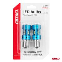 Żarówki LED CANBUS 1156 BA15S P21W R10W R5W 4SMD 1860 White 12V 24V - AMIO AMI04252 — zdjęcie 5