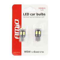 Żarówki LED CANBUS 6SMD 5730 T10 W5W White - AMIO AMI01622 — zdjęcie 5