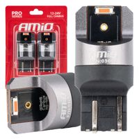 Żarówki LED FULL CANBUS PRO W21/5W 2x1860 SMD czerwone 12V 24V - AMIO AMI03602