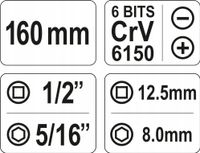 Wkrętak Udarowy CR-V + 6 Bitów - YATO YATYT-2802 — zdjęcie 2