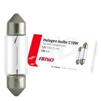 Żarówki halogenowe C10W Festoon 31mm 12V 10 szt. - AMIO AMI02555
