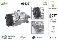 Sprężarka klimatyzacji suzuki swift iii - VALEO 699367 — zdjęcie 2