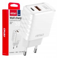 Ładowarka sieciowa Quick Charge GaN 38W USB-A + USB-C - AMIO AMI04287