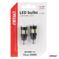 Żarówki LED CANBUS T15 W16W 15SMD 2835 White 12V 24V - AMIO AMI04245 — zdjęcie 5