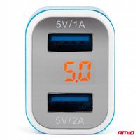 Ładowarka samochodowa 2x USB + woltomierz TEST-04 - AMIO AMI01028 — zdjęcie 4