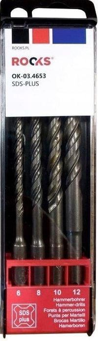 Wiertła do betonu sds-plus 160 mm, kpl 4 cz 6/8/10/12 mm - Rooks OK-03.4653 — zdjęcie 2