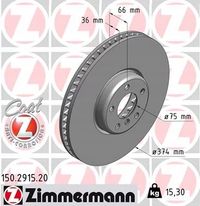 Tarcza hamulcowy prawa - ZIMMERMANN 150.2915.20 — zdjęcie 2