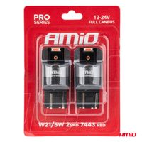 Żarówki LED FULL CANBUS PRO W21/5W 2x1860 SMD czerwone 12V 24V - AMIO AMI03602 — zdjęcie 4