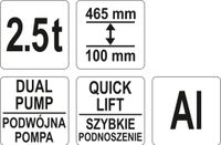Aluminiowy Podnośnik Samochodowy 2,5T - YATO YATYT-17205 — zdjęcie 2