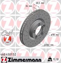 Tarcza hamulcowy prawa - ZIMMERMANN 460.4507.52 — zdjęcie 2