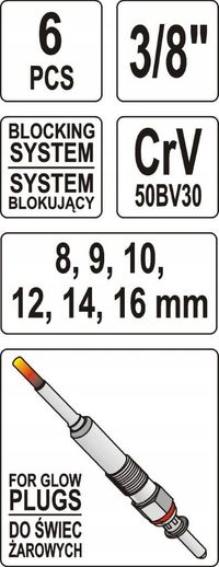 Zestaw Kluczy do Świec Żarowych - YATO YATYT-0534 — zdjęcie 3