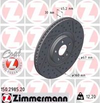 Tarcza hamulcowy prawa - ZIMMERMANN 150.2985.20 — zdjęcie 2
