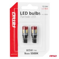 Żarówki LED CANBUS T10 W5W 9 SMD 3030 White 12V 24V - AMIO AMI04242 — zdjęcie 5
