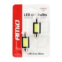 Żarówki LED CANBUS COB3 Festoon C5W C10W C3W 36mm White 12V - AMIO AMI01639 — zdjęcie 3