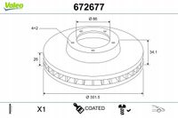 Tarcza hamulcowyulcowa malowana x1 - VALEO 672677 — zdjęcie 2