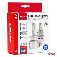 Żarówki samochodowe LED seria X2 H4/H19 6500K Canbus - AMIO AMI02972 — zdjęcie 4
