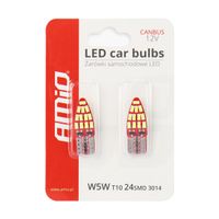 Żarówki LED CANBUS 24SMD 3014 T10e W5W boczne White 12V - AMIO AMI01285 — zdjęcie 5