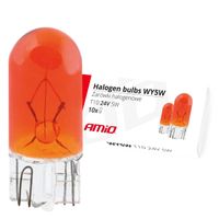 Żarówki halogenowe WY5W T10 5W W2.1x9.5d AMBER 24V 10 szt. - AMIO AMI01001
