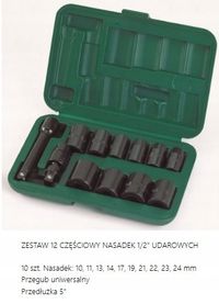 Zestaw nasadek udarowych 1/2" 12cz - SATA SAT09009 — zdjęcie 2
