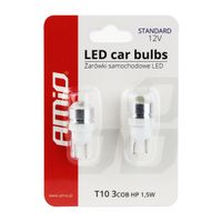 Żarówki LED STANDARD T10 W5W 3xCOB HP 1,5W 12V soczewka - AMIO AMI01624 — zdjęcie 5