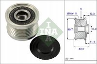 Sprzęgło alternatora - INA 535 0093 10 — zdjęcie 2