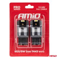 Żarówki LED FULL CANBUS PRO W21/5W 2x1860 SMD białe 12V 24V - AMIO AMI03601 — zdjęcie 4