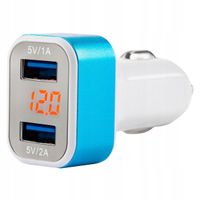 Ładowarka samochodowa 2x USB + woltomierz TEST-04 - AMIO AMI01028