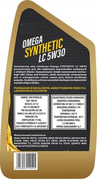 Olej omega 5w-30 5l synthetic lc - OMEGA OIL OLEOMELC5L — zdjęcie 3