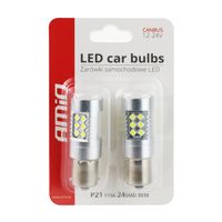 Żarówki LED CANBUS 3030 24SMD BA15S P21W White 12V 24V - AMIO AMI01445 — zdjęcie 3