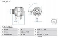 Alternator vw 1,4-3,2 golf iv - BOSCH 0 986 047 250 — zdjęcie 2