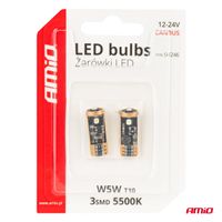 Żarówki LED CANBUS T10 W5W 3SMD 3838 White 12V 24V - AMIO 04246 — zdjęcie 5