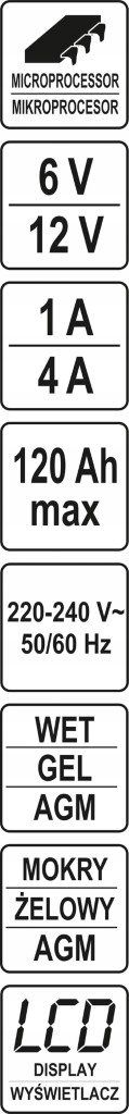 Prostownik Elektroniczny 6-12V 1/4A - YATO YATYT-83033 — zdjęcie 5