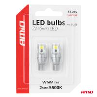 Żarówki LED CANBUS T10 W5W 2SMD 3570 White 12V 24V - AMIO AMI04256 — zdjęcie 5